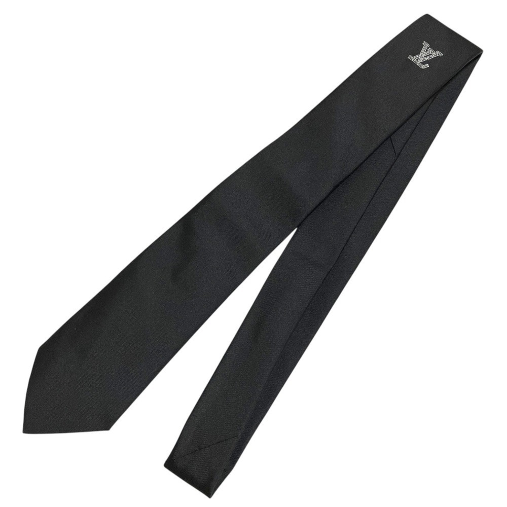 LOUIS VUITTON LV Logo Silk Tie, Black, Men's
